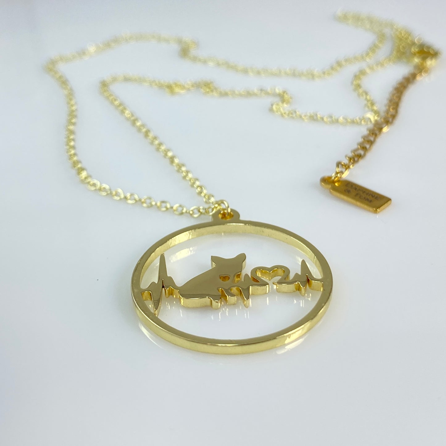 French Bulldog Heartbeat Pendant & Birthstone Cable Chain Necklace