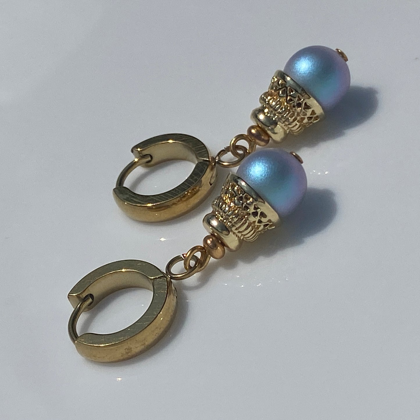 Pearl Huggie Hoop Earrings