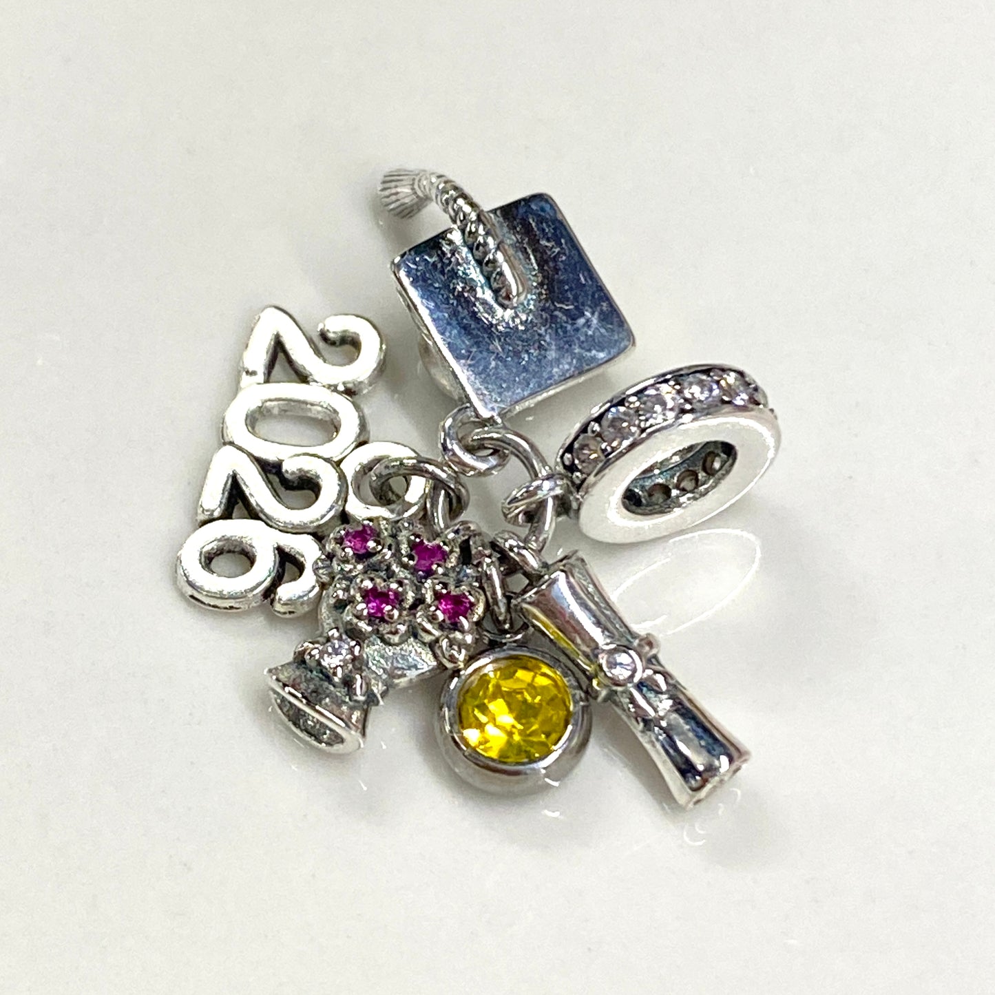 Graduation Hat, Year & Birthstone Charm 2024, 2025, 2026