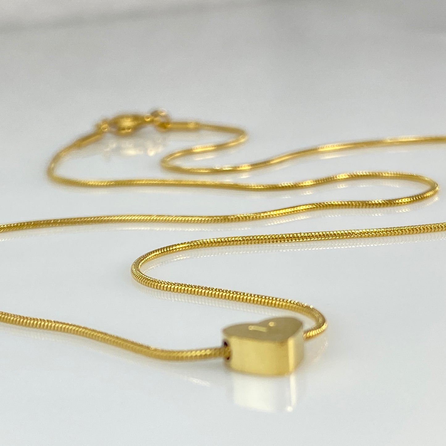 Heart Initial Letter Snake Chain Necklace