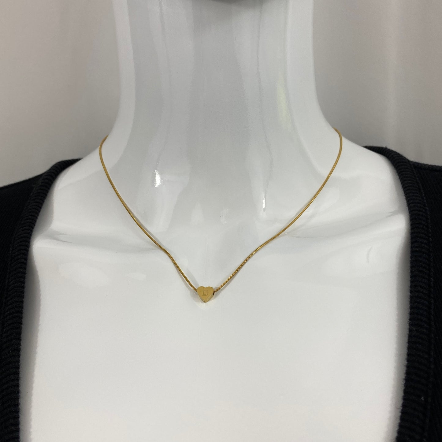 Heart Initial Letter Snake Chain Necklace