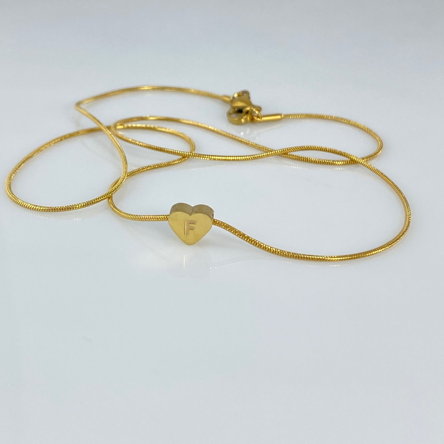 Heart Initial Letter Snake Chain Necklace