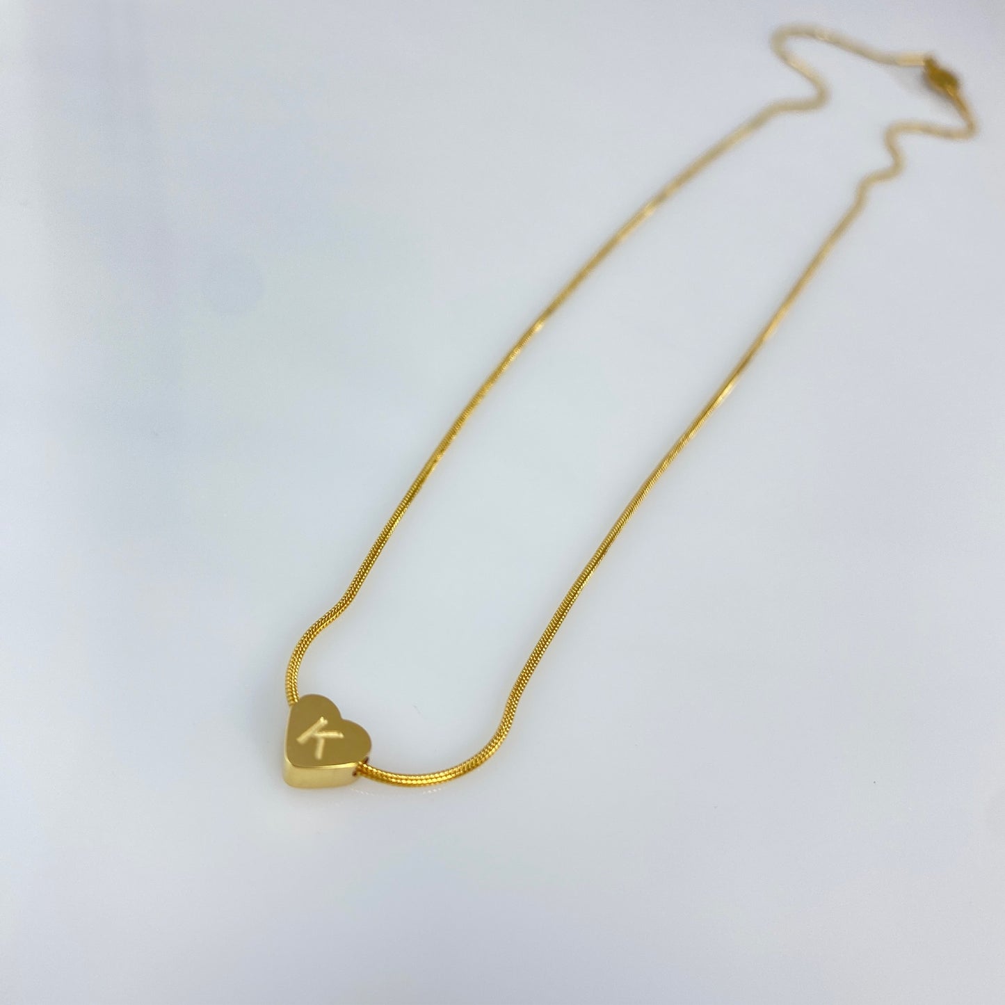Heart Initial Letter Snake Chain Necklace