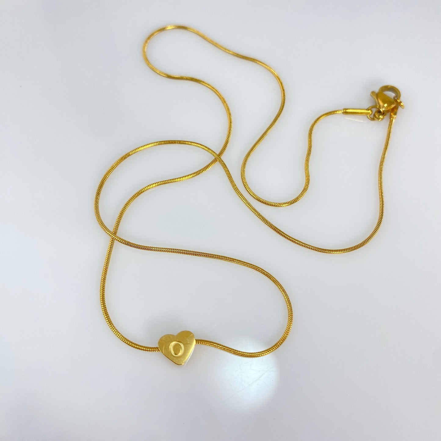 Heart Initial Letter Snake Chain Necklace