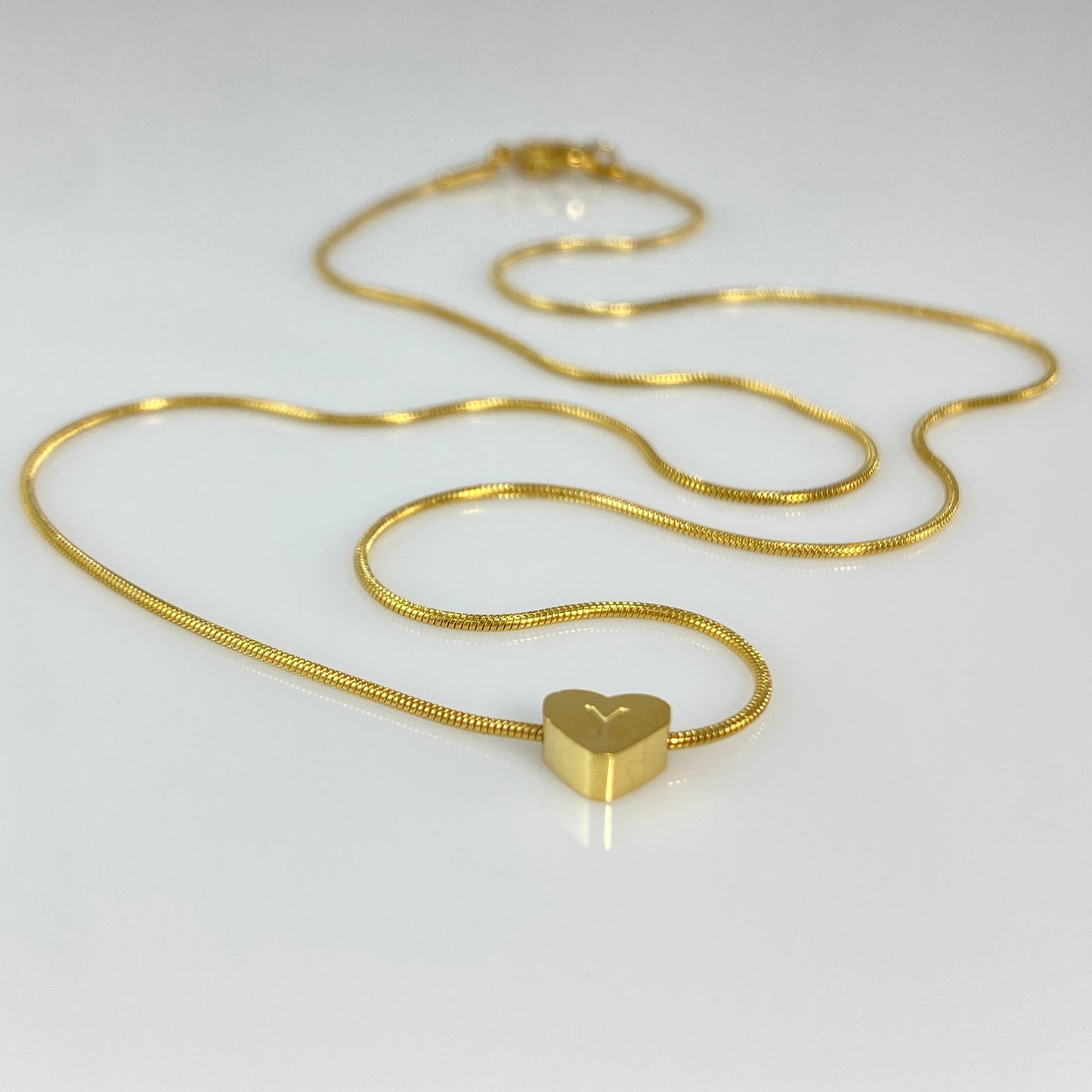 Heart Initial Letter Snake Chain Necklace