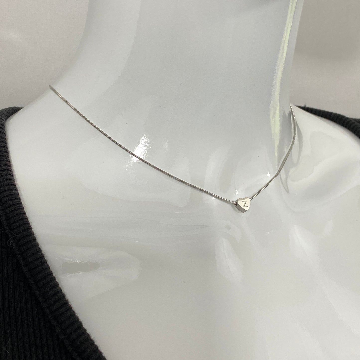 Heart Initial Letter Snake Chain Necklace
