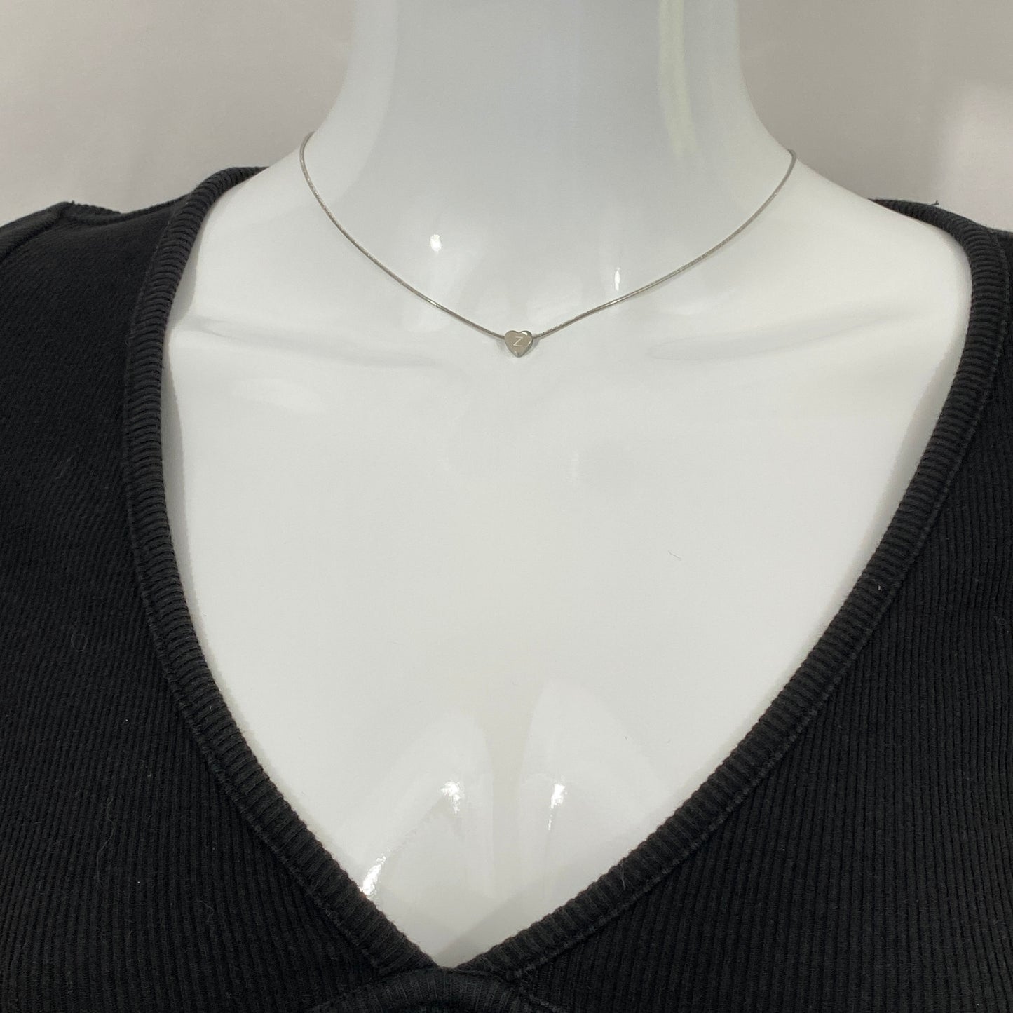 Heart Initial Letter Snake Chain Necklace