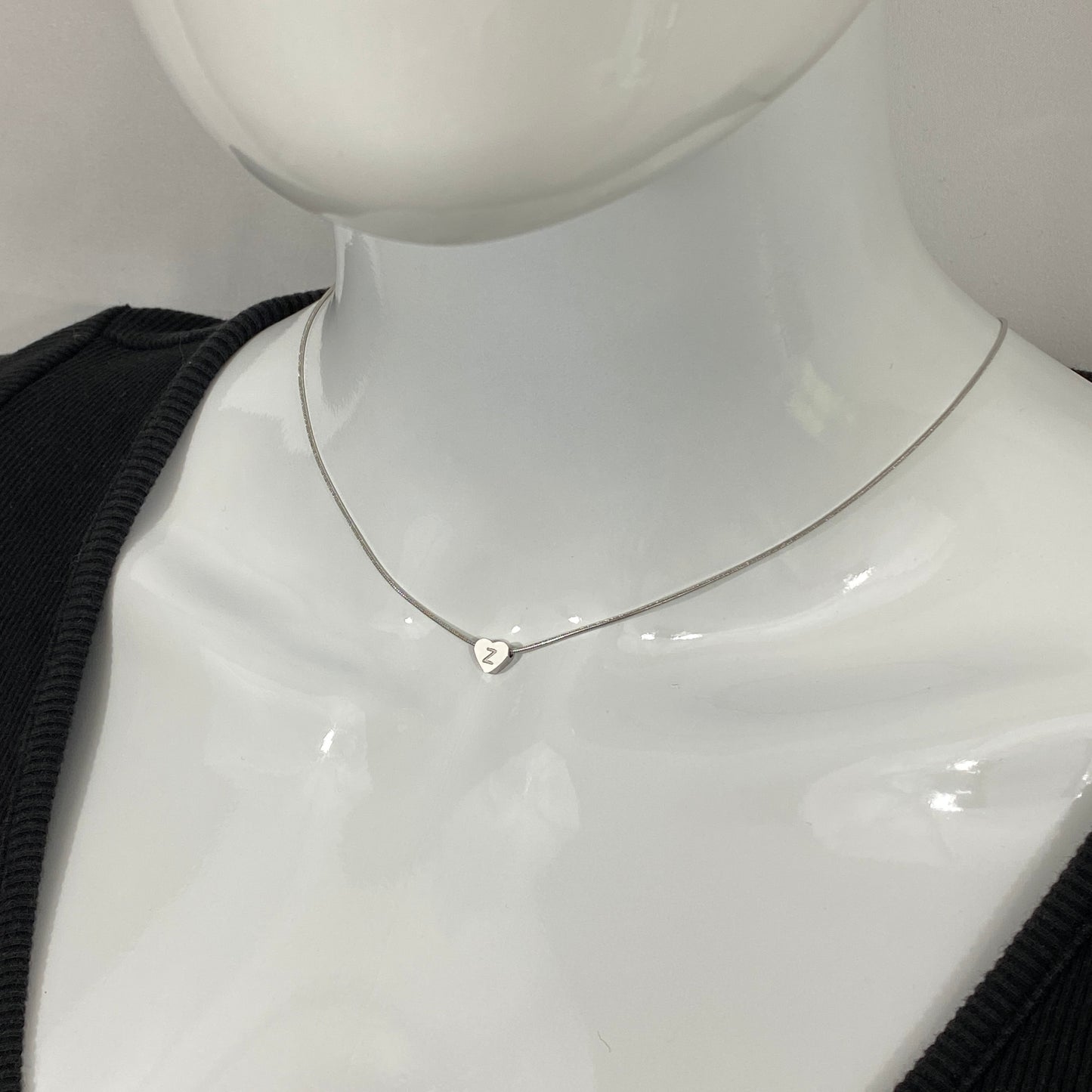 Heart Initial Letter Snake Chain Necklace