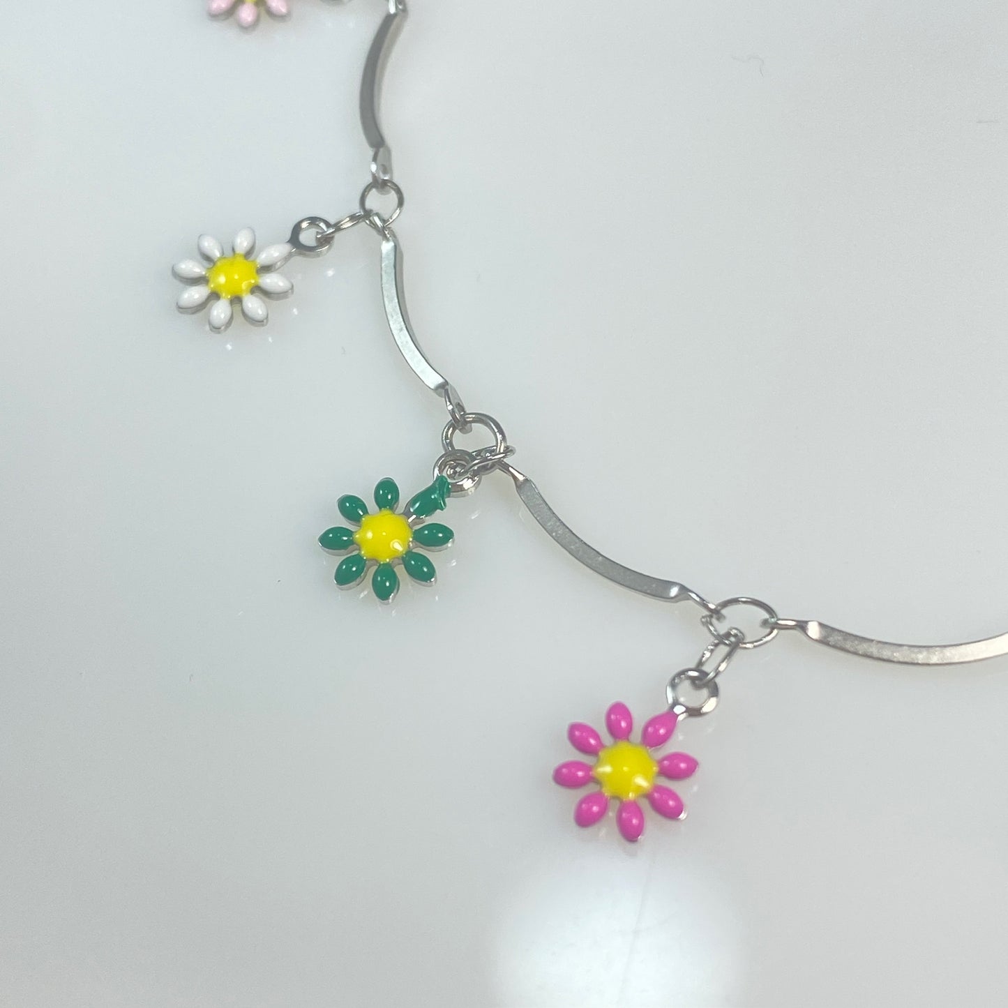 Enamel Flower Chain Bracelet