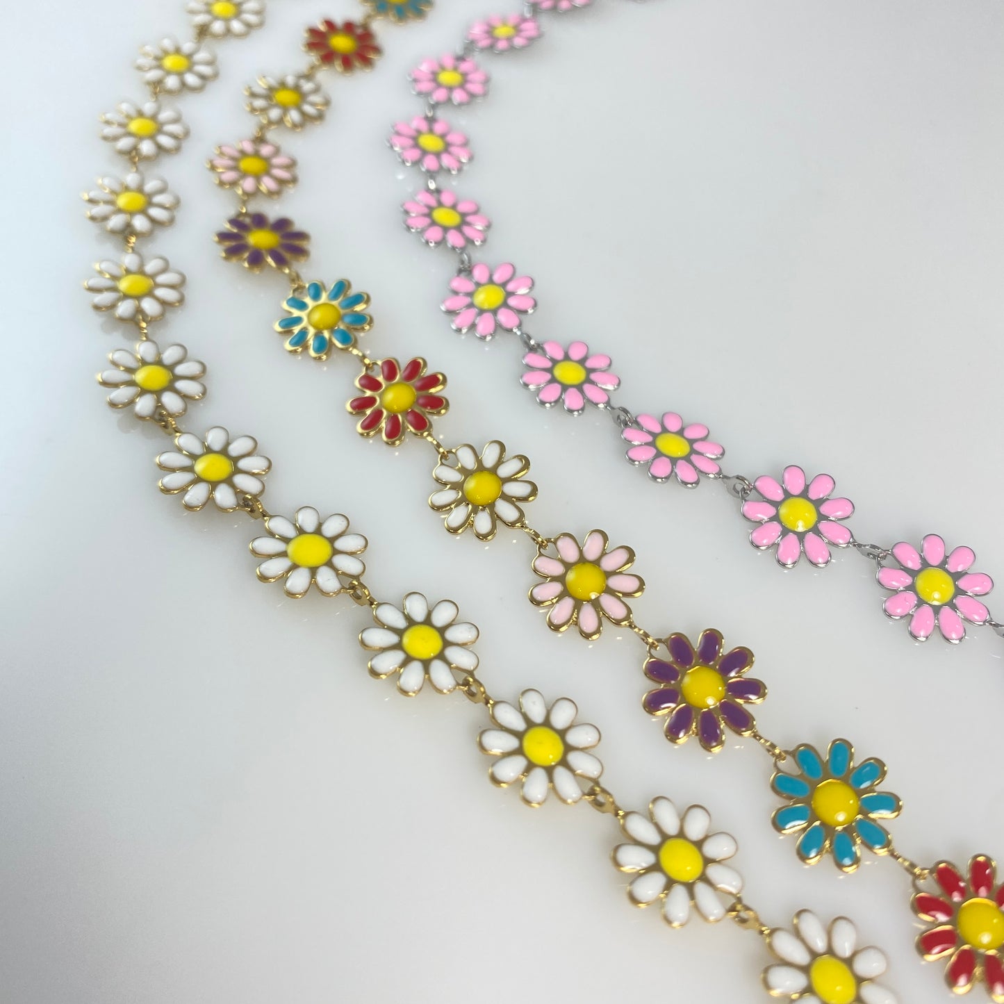 Enamel Flower Hook Earrings