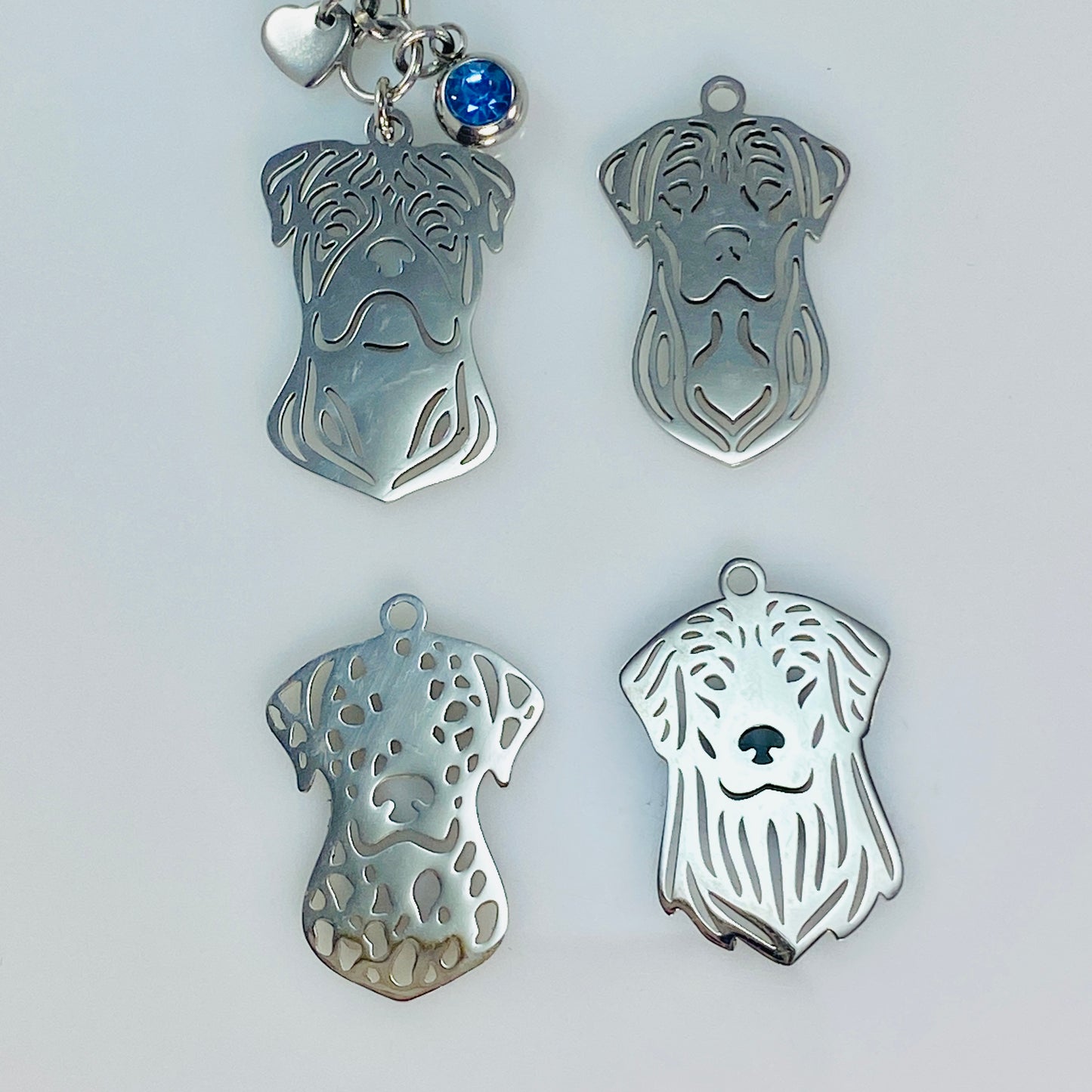 Golden Retriever Dog Head & Birthstone Keychain