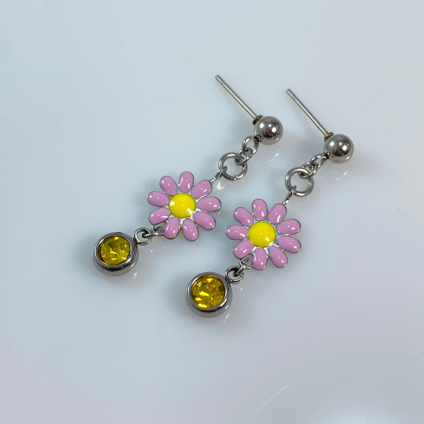 Enamel Flower Stud Earrings