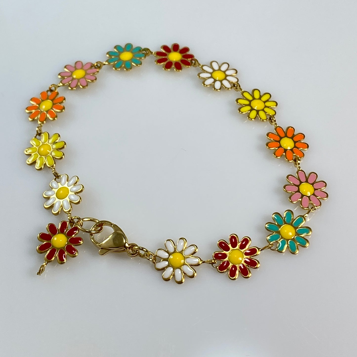 Enamel Flower Chain Bracelet
