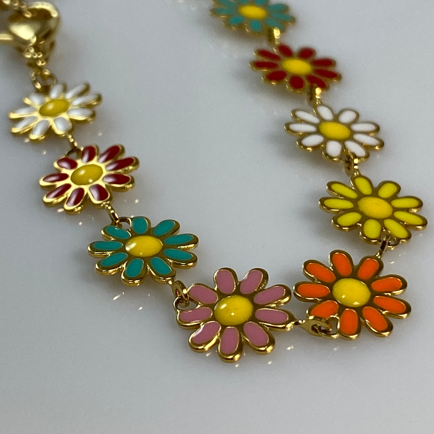Enamel Flower Chain Bracelet