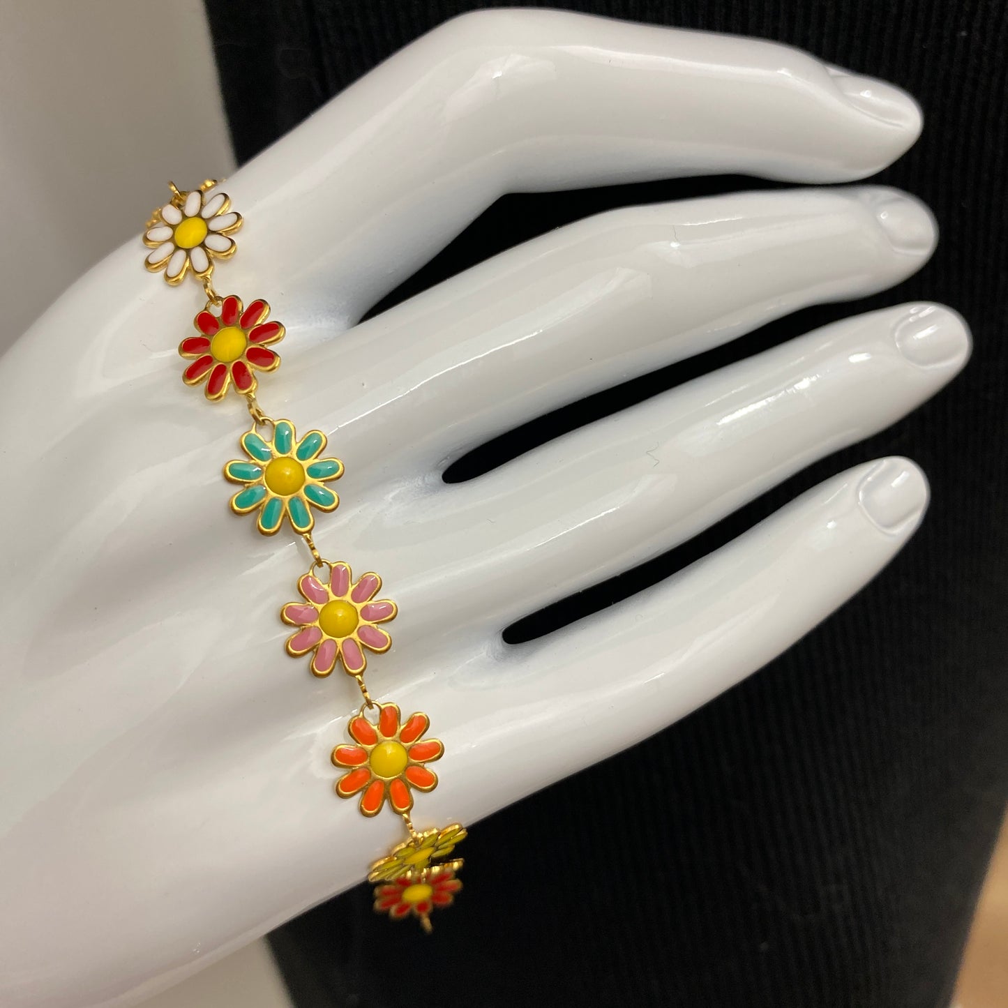 Enamel Flower Chain Bracelet