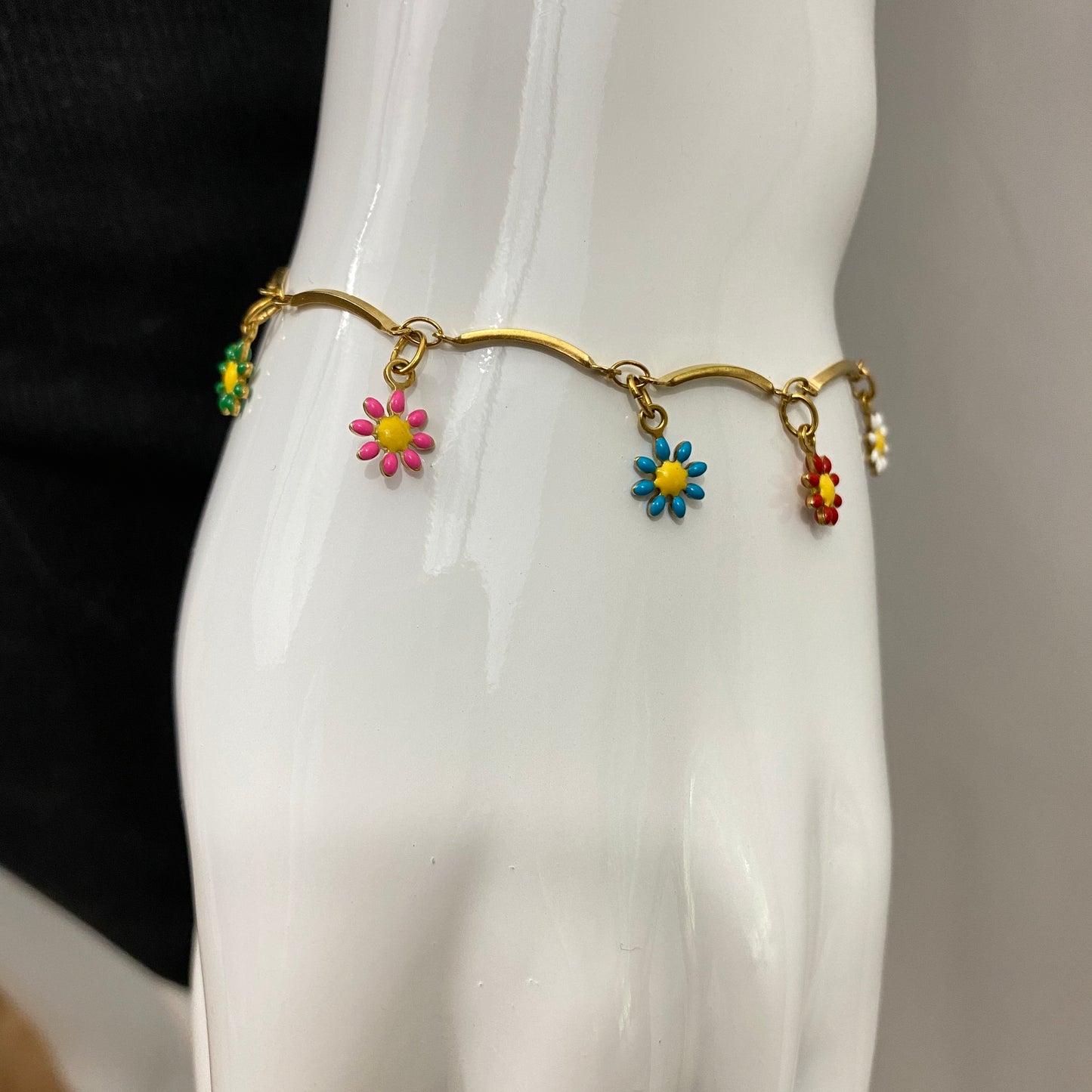 Enamel Flower Chain Bracelet