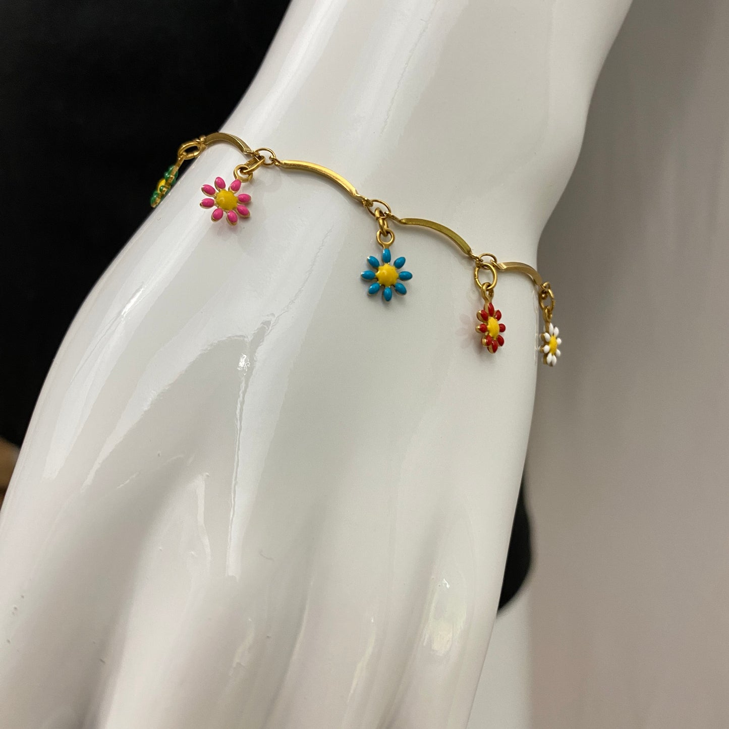 Enamel Flower Chain Bracelet