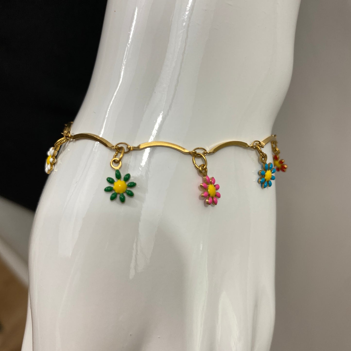 Enamel Flower Chain Bracelet