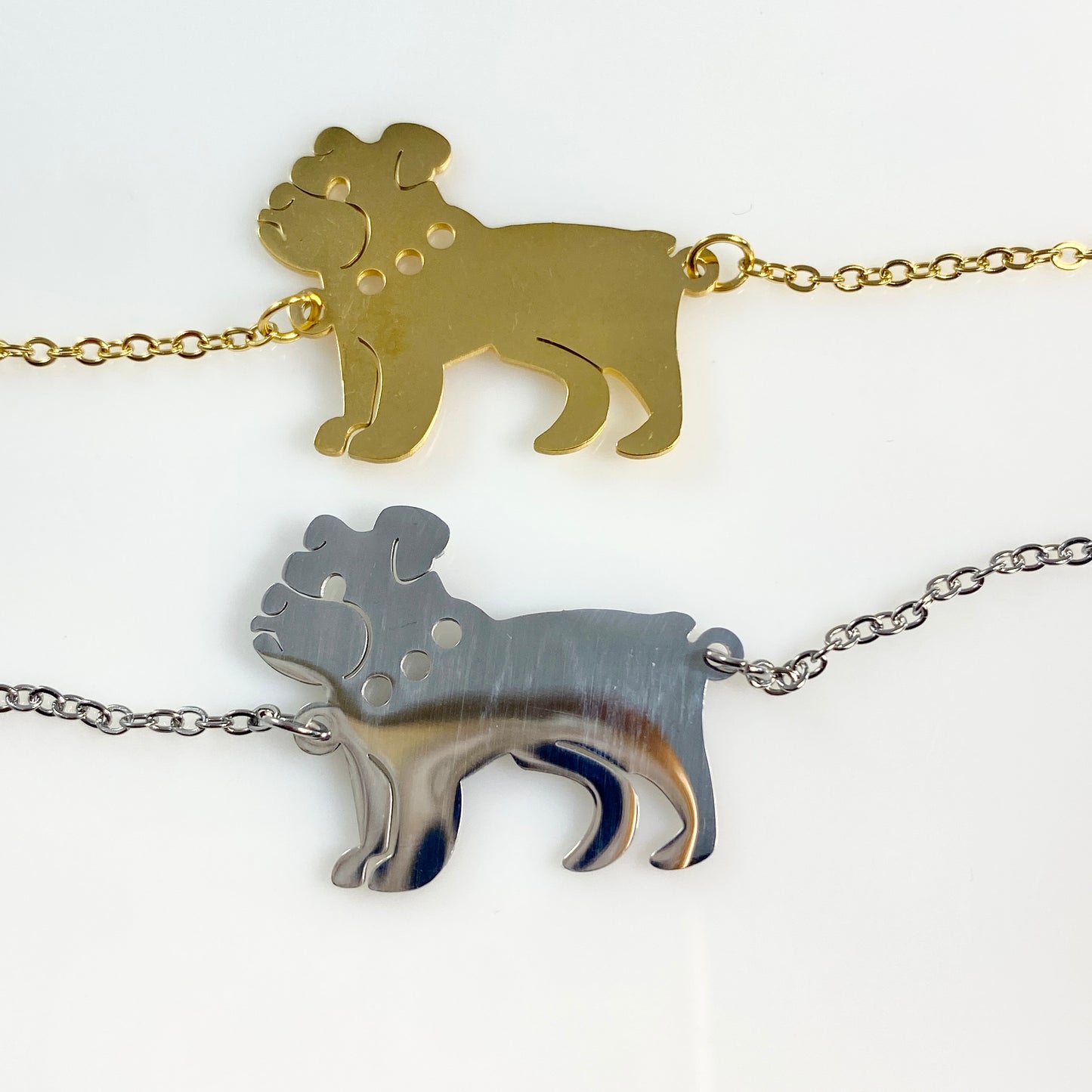 French Bulldog & Birthstone Cable Chain Bracelet