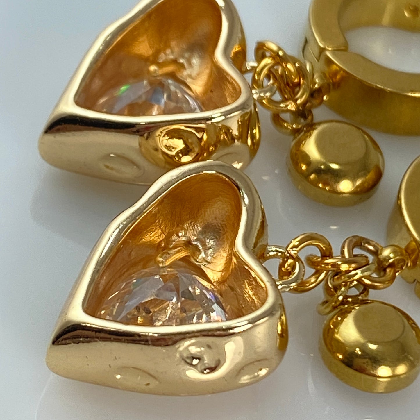 Cubic Zirconia Crystal Heart Huggie Hoop Earrings