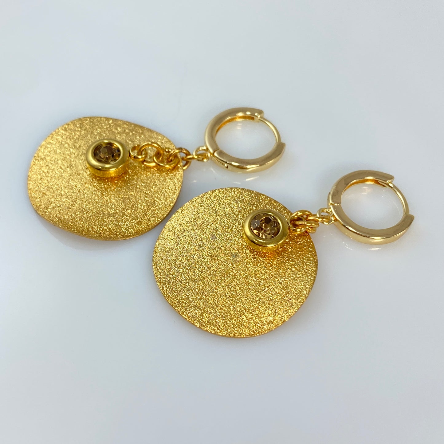Disks & Birthstones Huggie Hoop Earrings