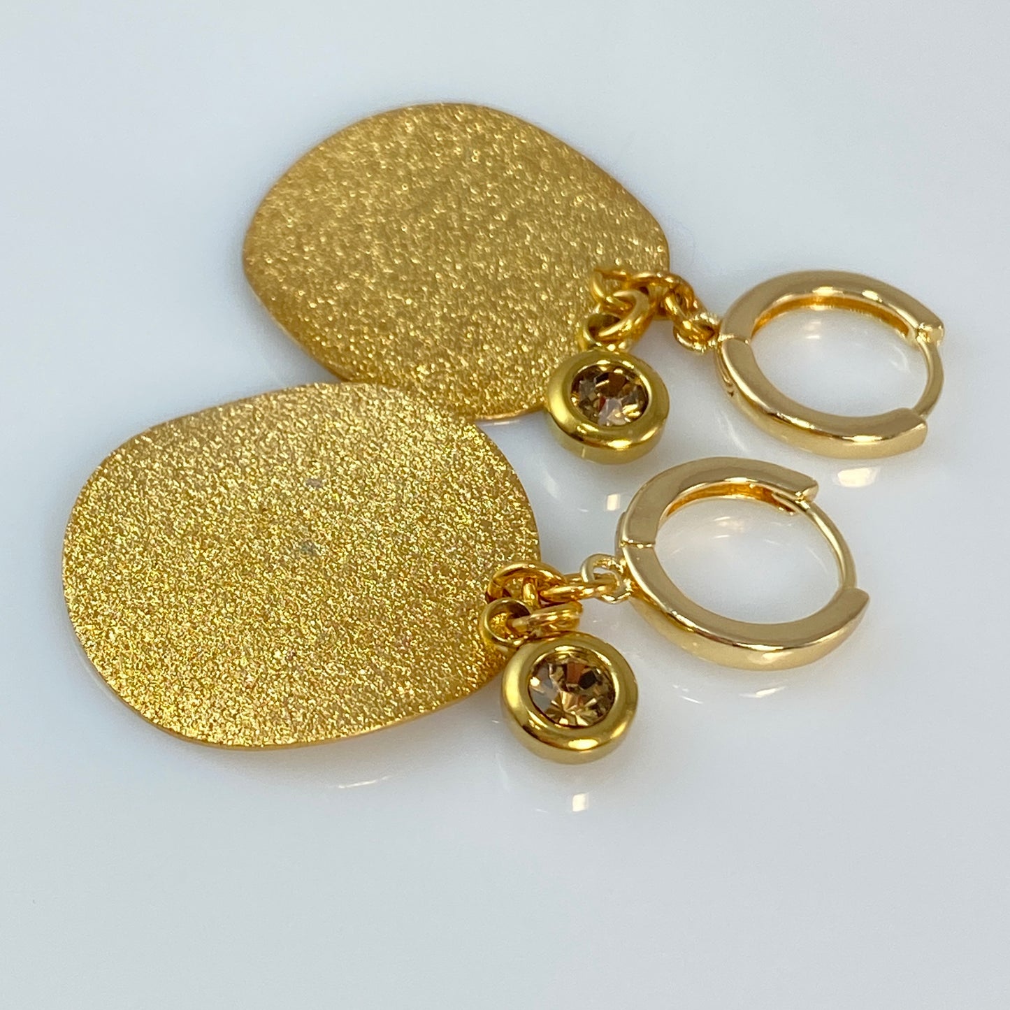 Disks & Birthstones Huggie Hoop Earrings