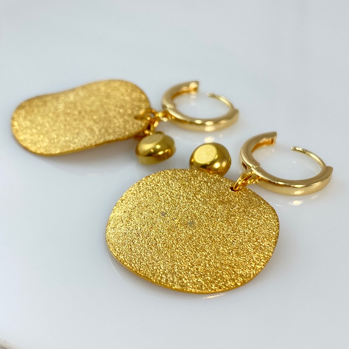Disks & Birthstones Huggie Hoop Earrings
