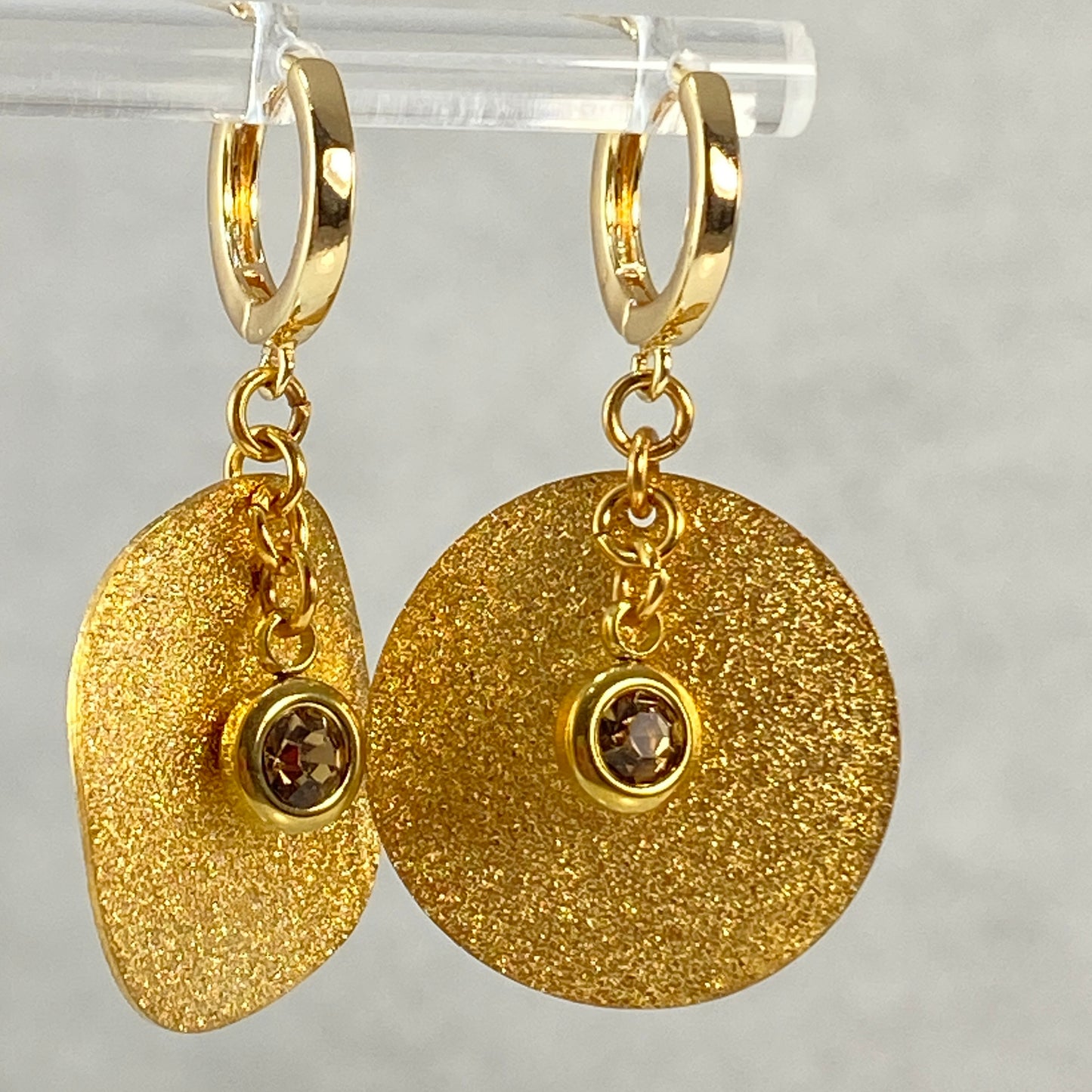 Disks & Birthstones Huggie Hoop Earrings