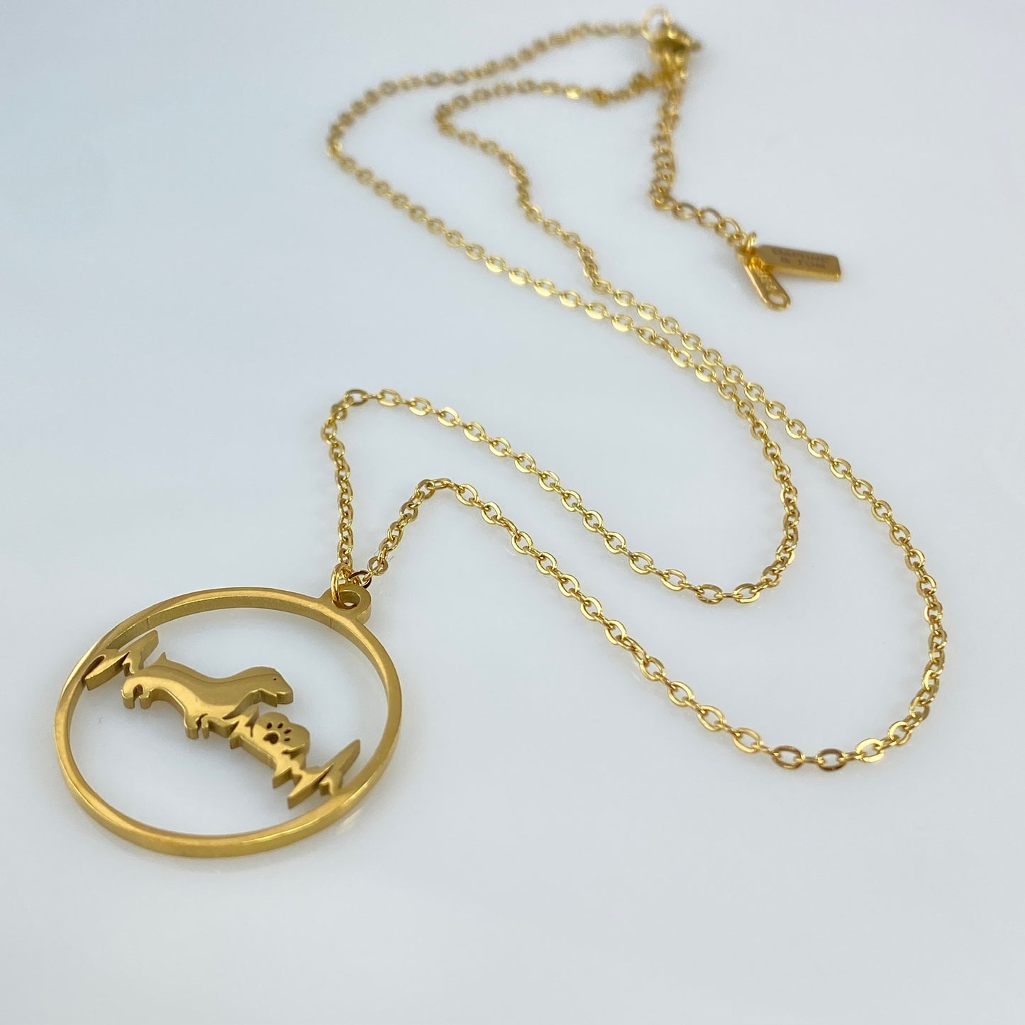 Dachshund Dog Heartbeat Pendant & Birthstone Cable Chain Necklace