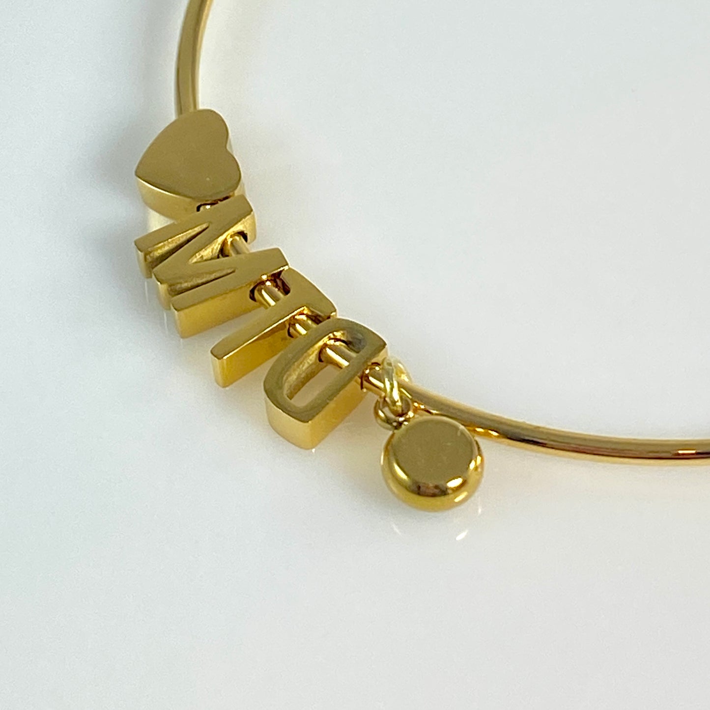 Initial, Heart & Birthstone Bangle Bracelet - MADE IN CANADA
