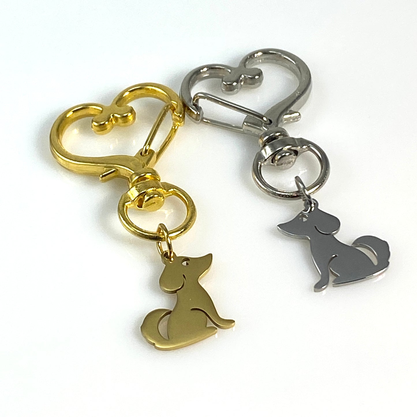 Sitting Dog & Birthstone on Heart Keychain