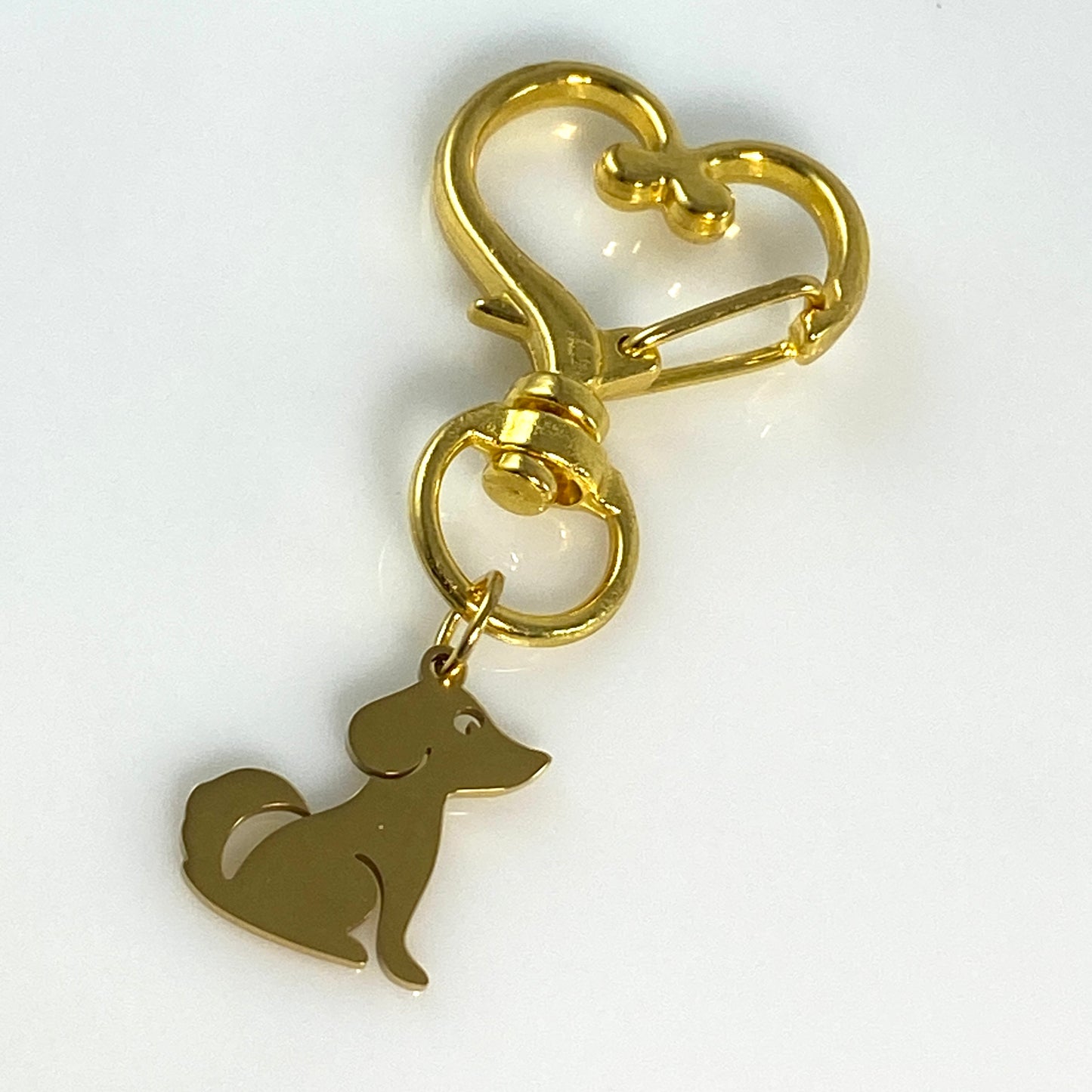 Sitting Dog & Birthstone on Heart Keychain