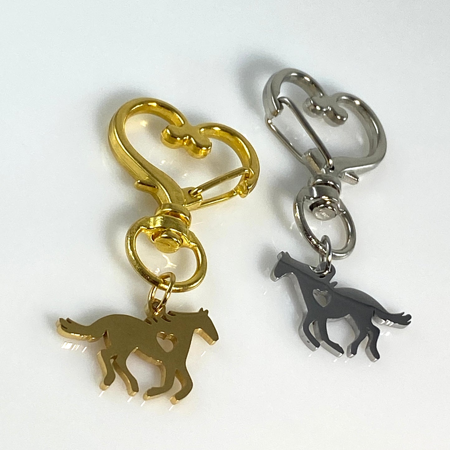 Galloping Horse & Birthstone on Heart Keychain