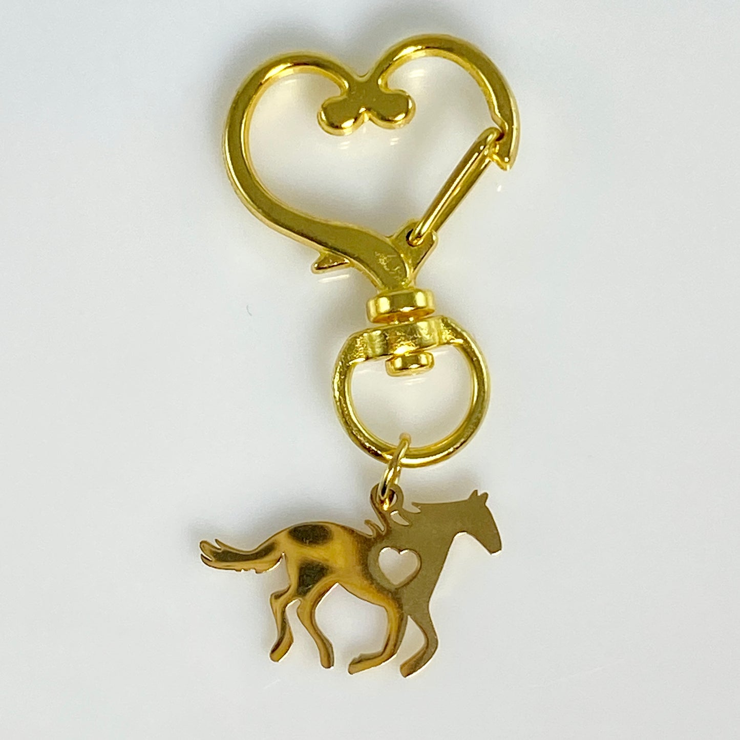 Galloping Horse & Birthstone on Heart Keychain