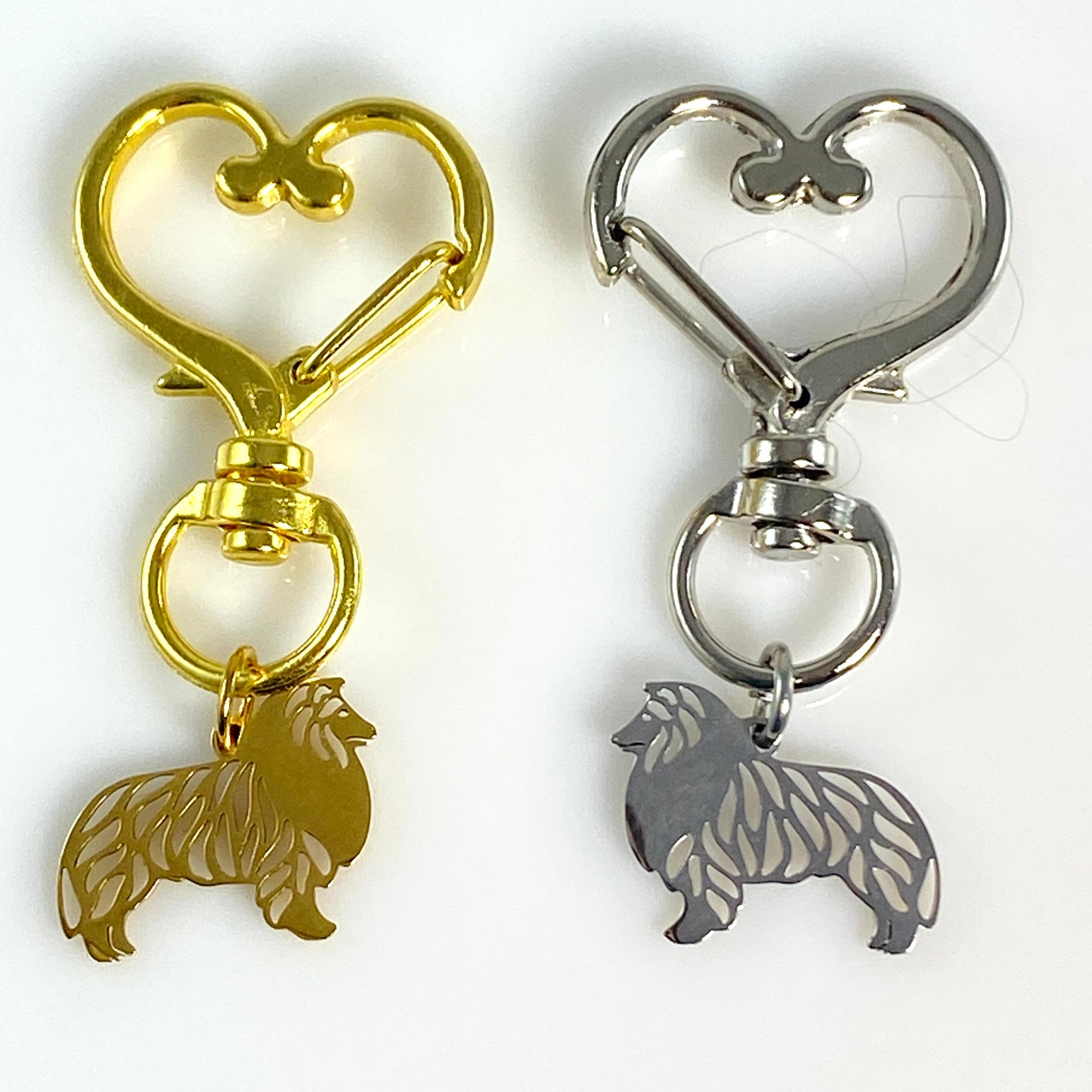 Collie Dog & Birthstone on Heart Keychain