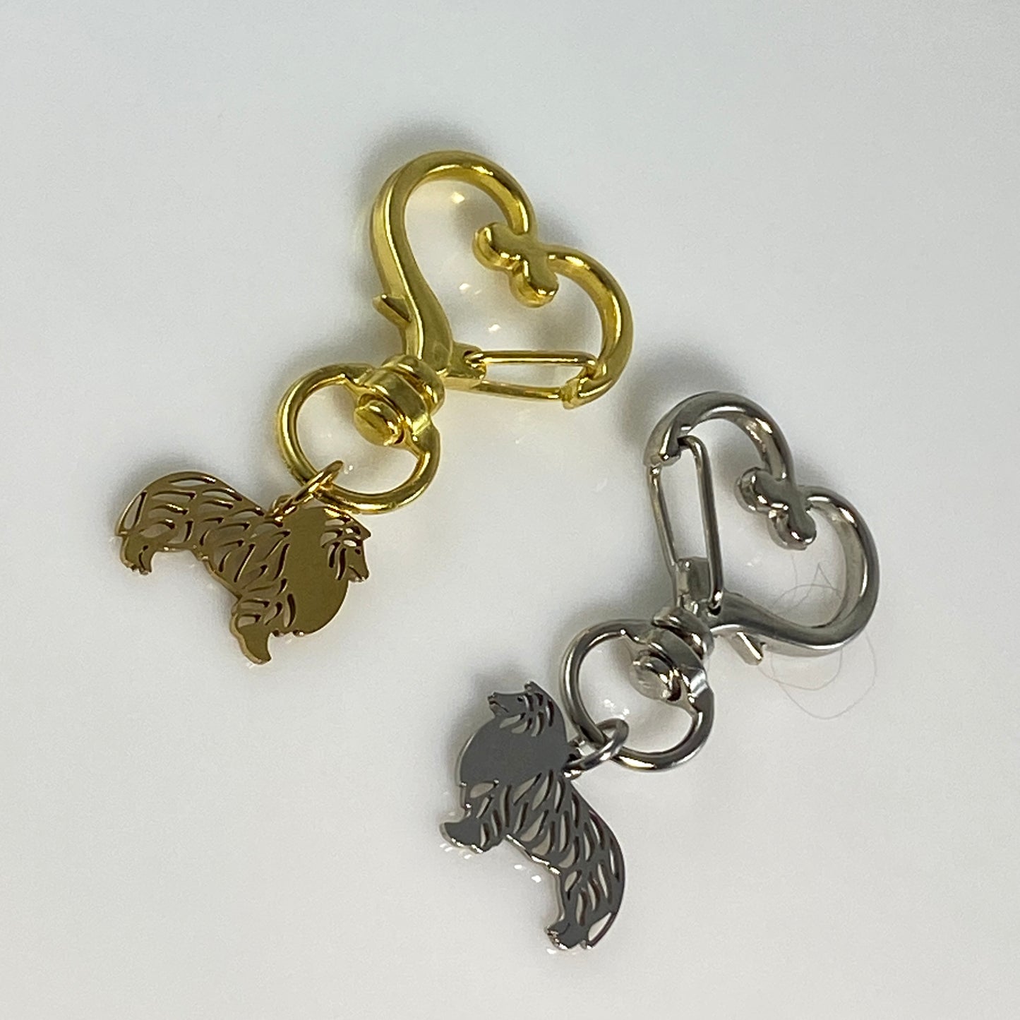 Collie Dog & Birthstone on Heart Keychain