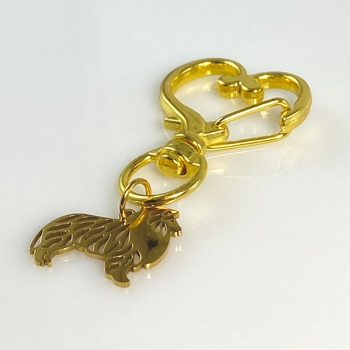 Collie Dog & Birthstone on Heart Keychain