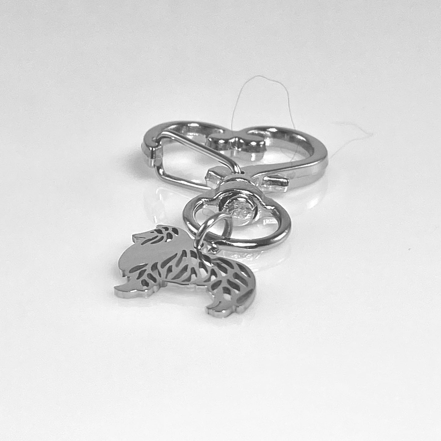 Collie Dog & Birthstone on Heart Keychain