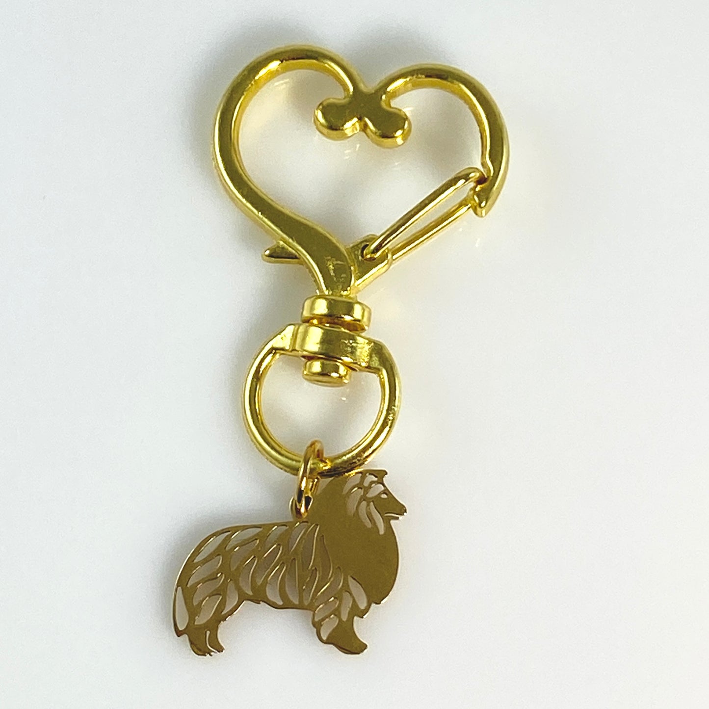 Collie Dog & Birthstone on Heart Keychain