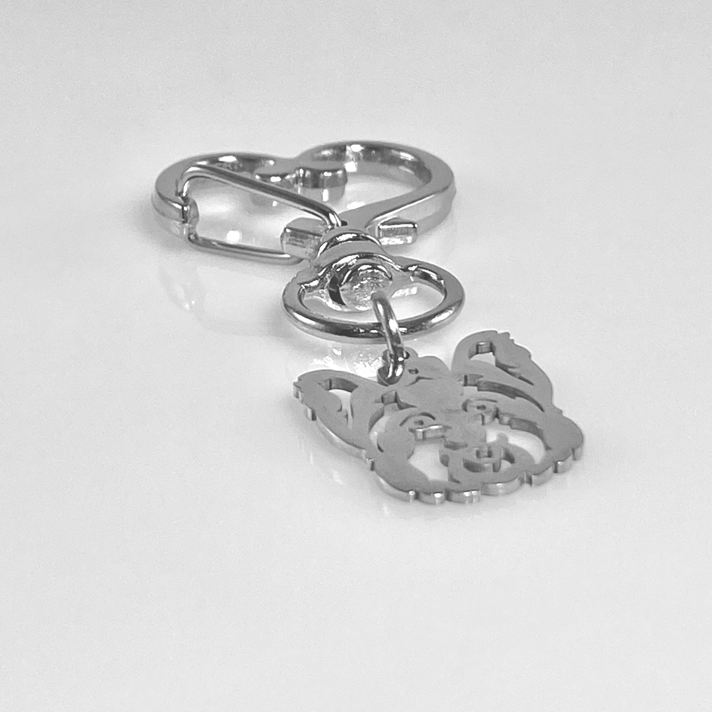 Schnauzer Dog Head & Birthstone on Heart Keychain