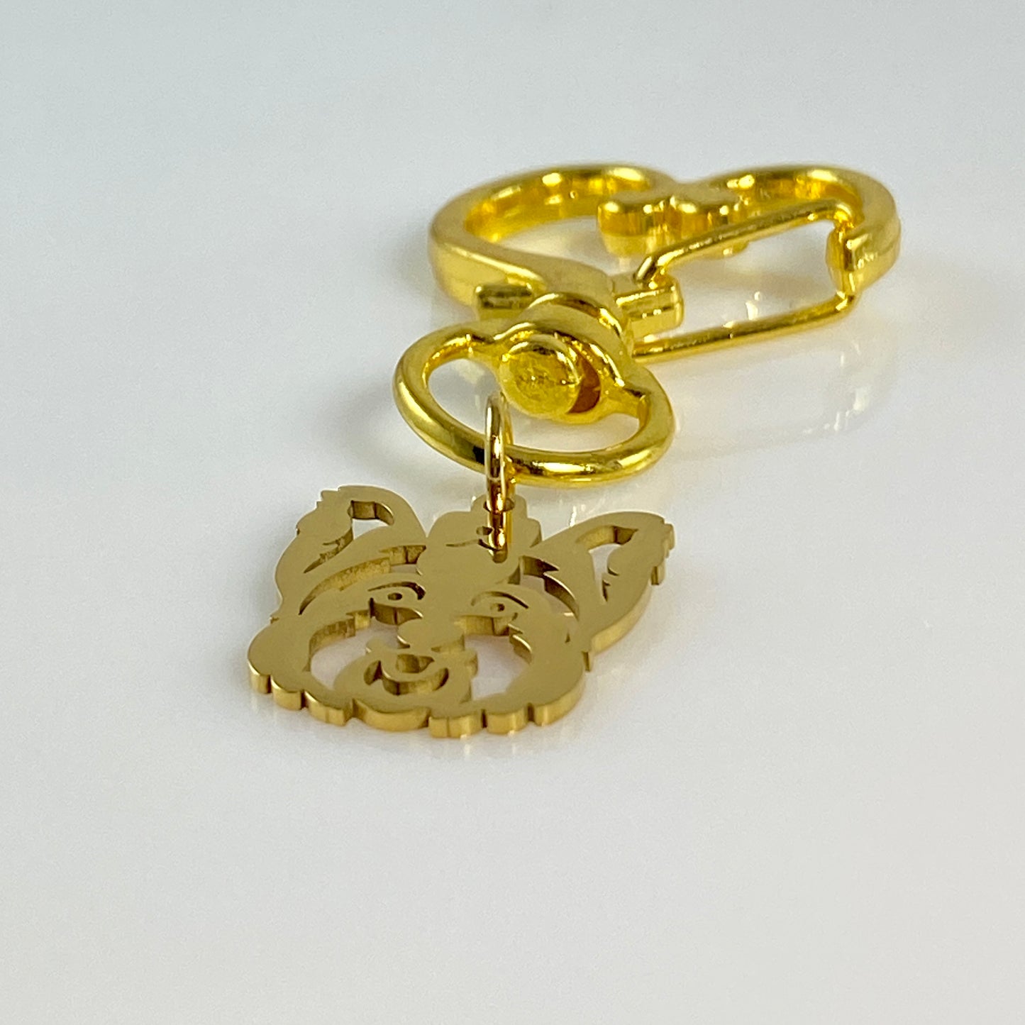 Schnauzer Dog Head & Birthstone on Heart Keychain