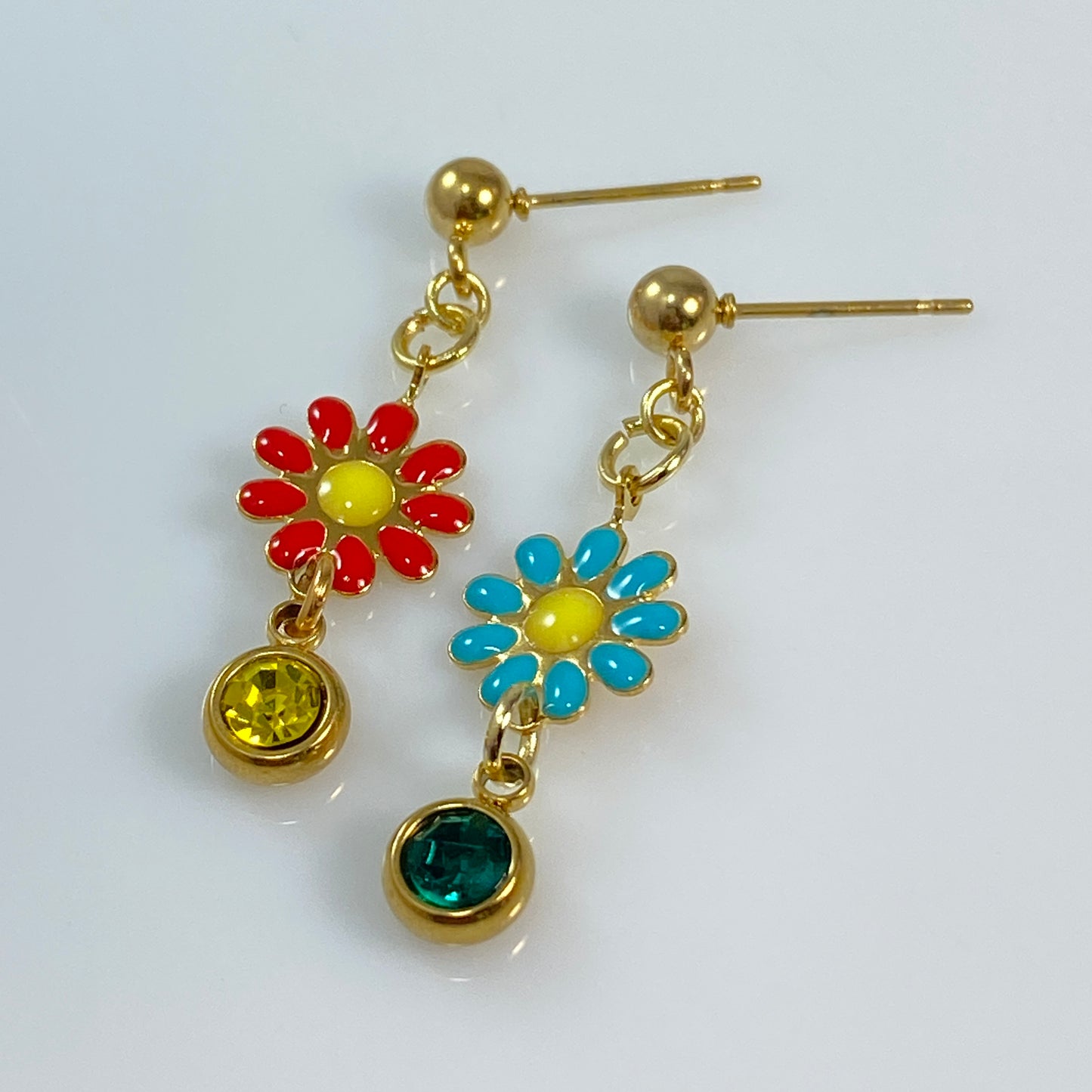 Enamel Flower Stud Earrings