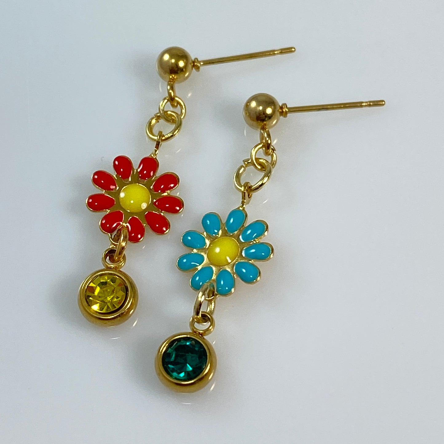 Enamel Flower Stud Earrings