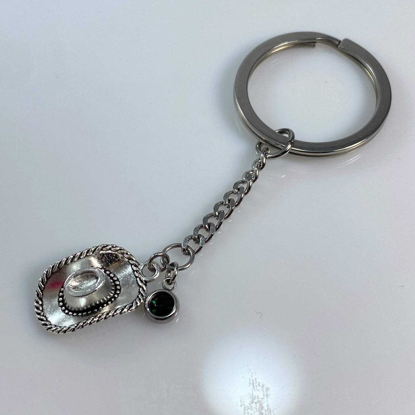 Cowgirl Hat & Birthstone Keychain