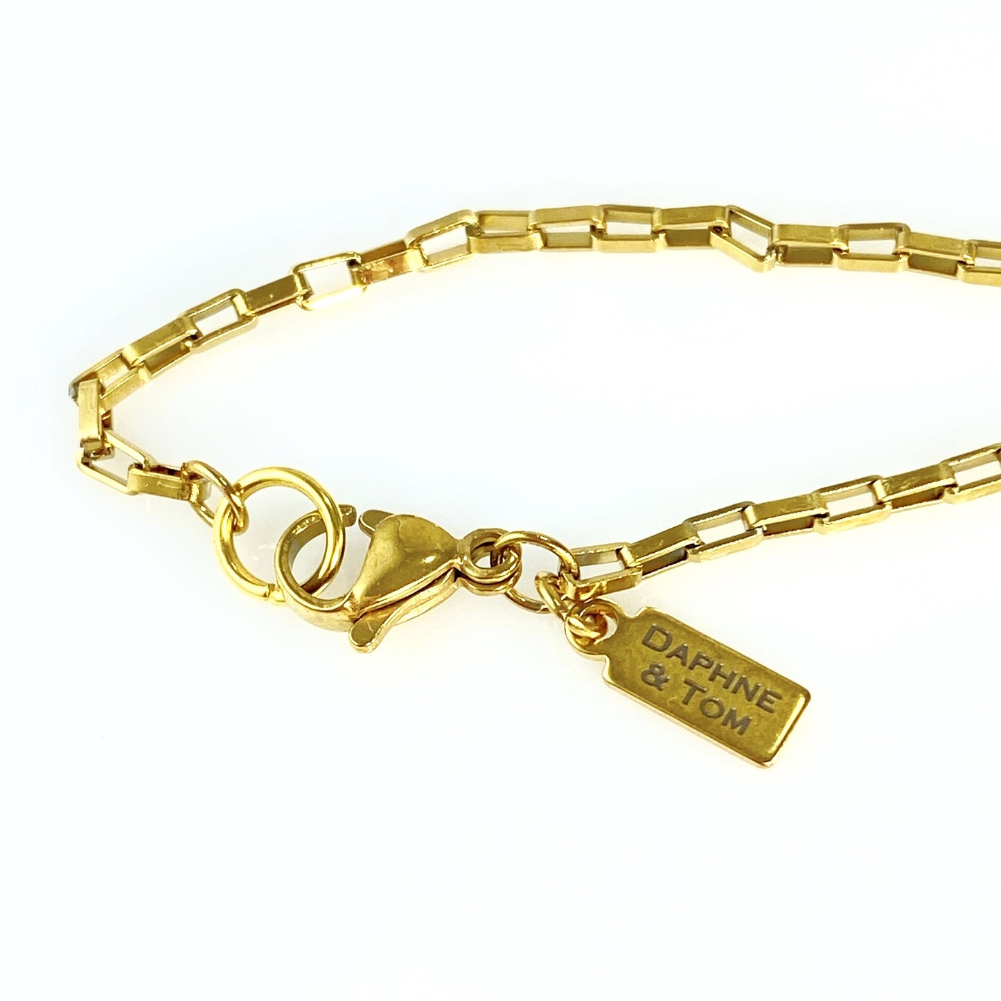 Mother of Pearl Rectangular Initial Letter Elongated Box Chain Necklace