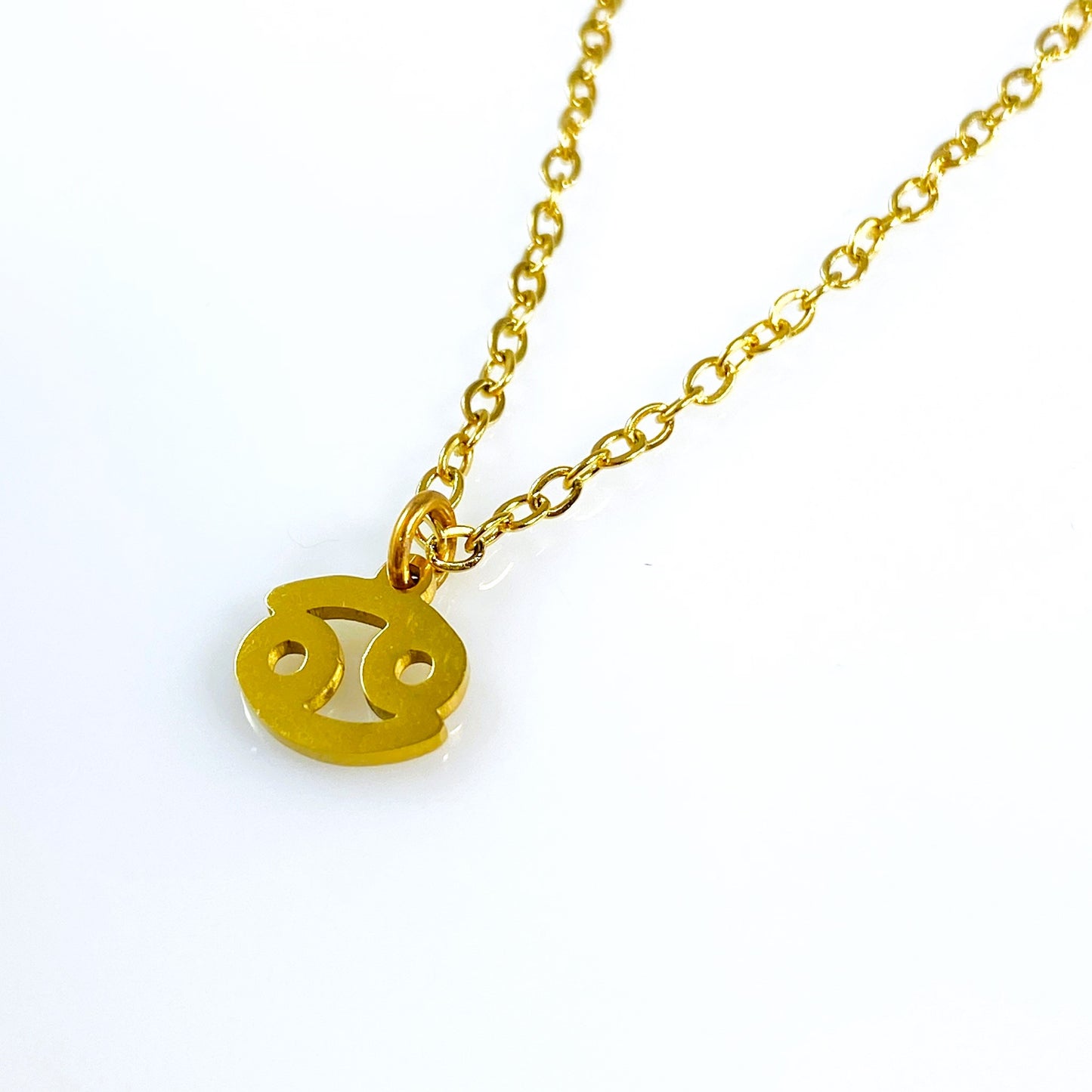 Gold Mini Astrology Sign & Birthstone Cable Chain Necklace