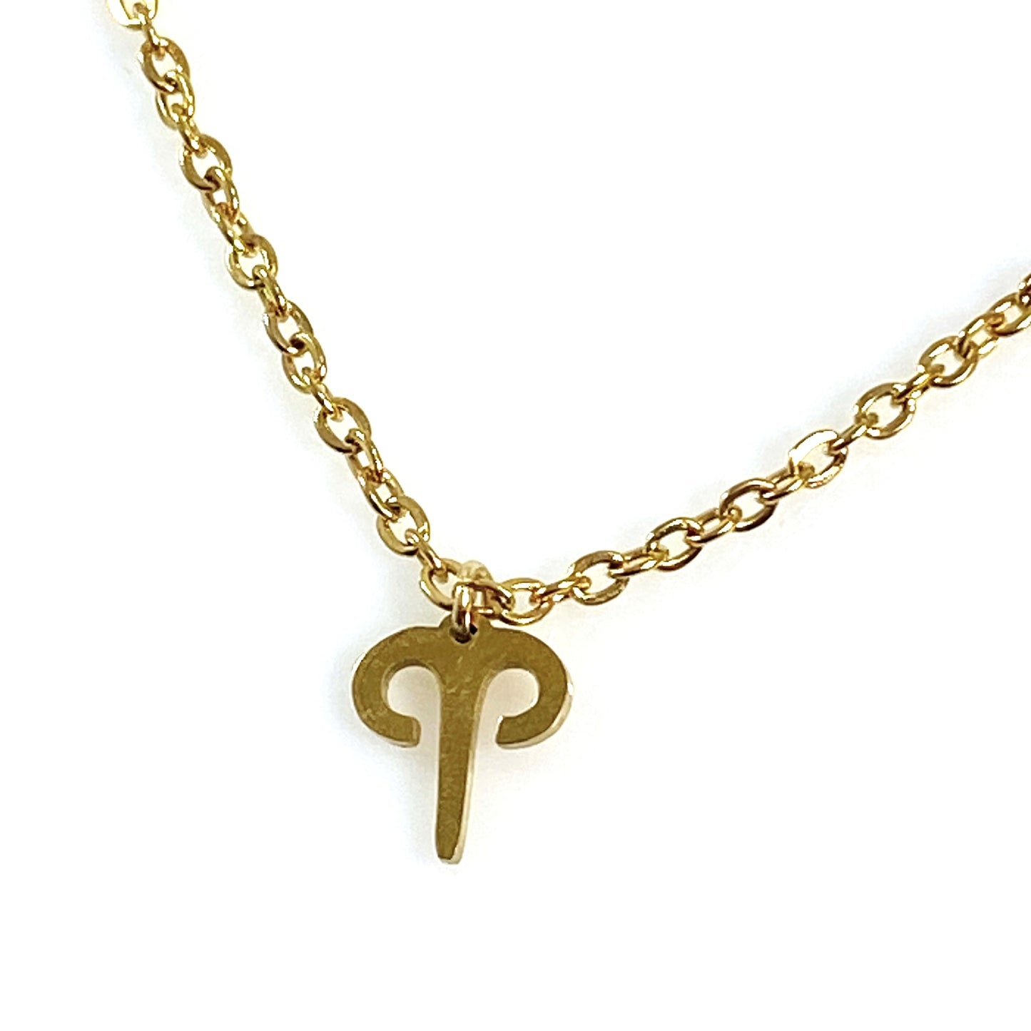 Gold Mini Astrology Sign & Birthstone Cable Chain Necklace