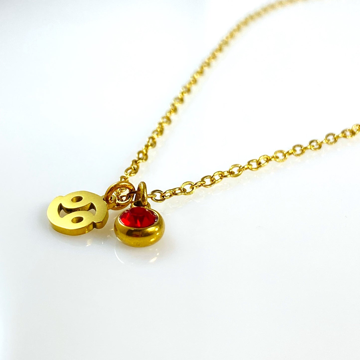 Gold Mini Astrology Sign & Birthstone Cable Chain Necklace