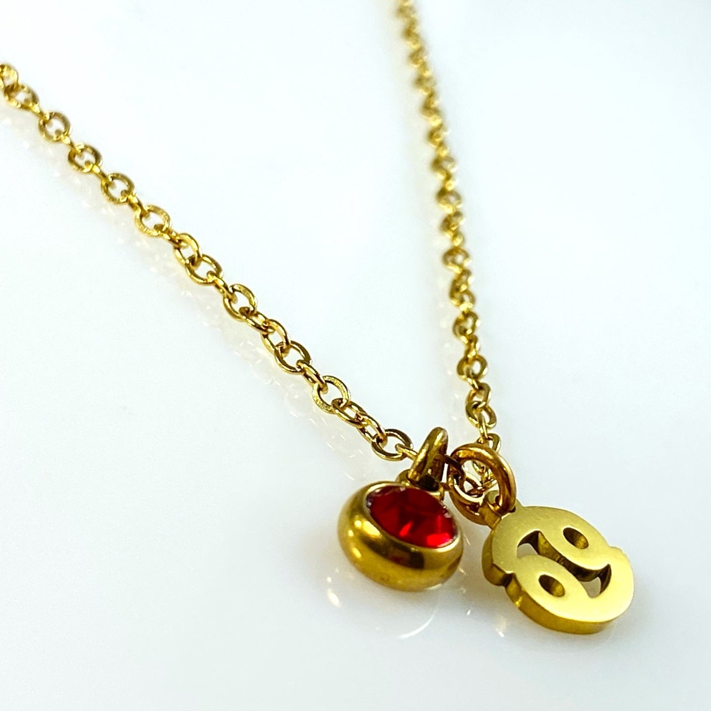 Gold Mini Astrology Sign & Birthstone Cable Chain Necklace