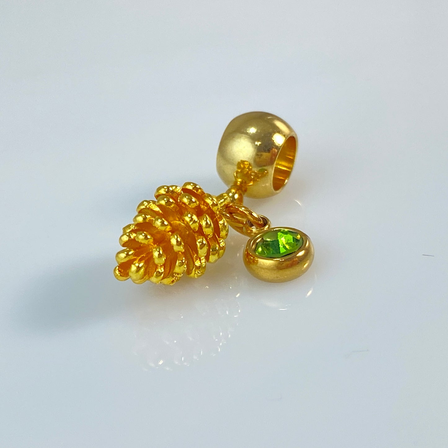 Gold Pine Cone & Birthstone Charm